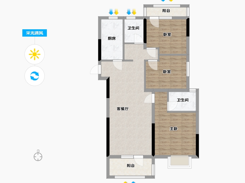 湖北省-武汉市-中建东湖锦城-85.63-户型库-采光通风