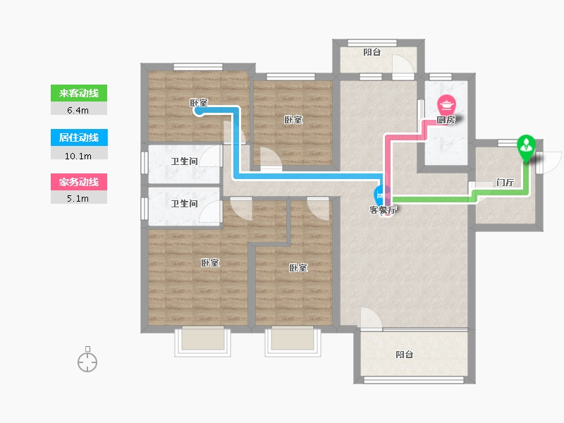 河北省-承德市-碧桂园观澜-109.91-户型库-动静线