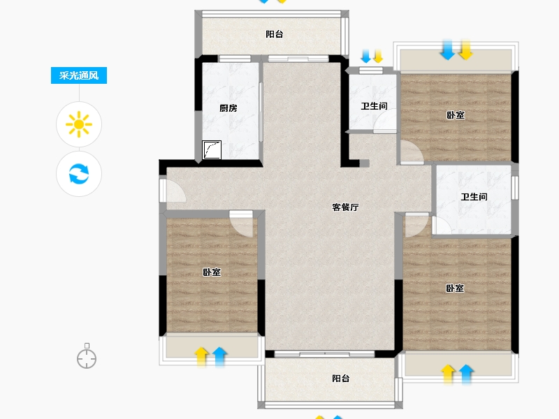 广东省-阳江市-凯旋华府-110.95-户型库-采光通风