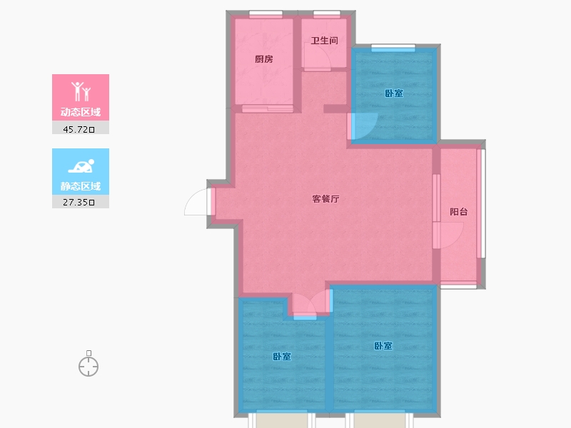 山东省-淄博市-嘉亿国际二期-63.93-户型库-动静分区