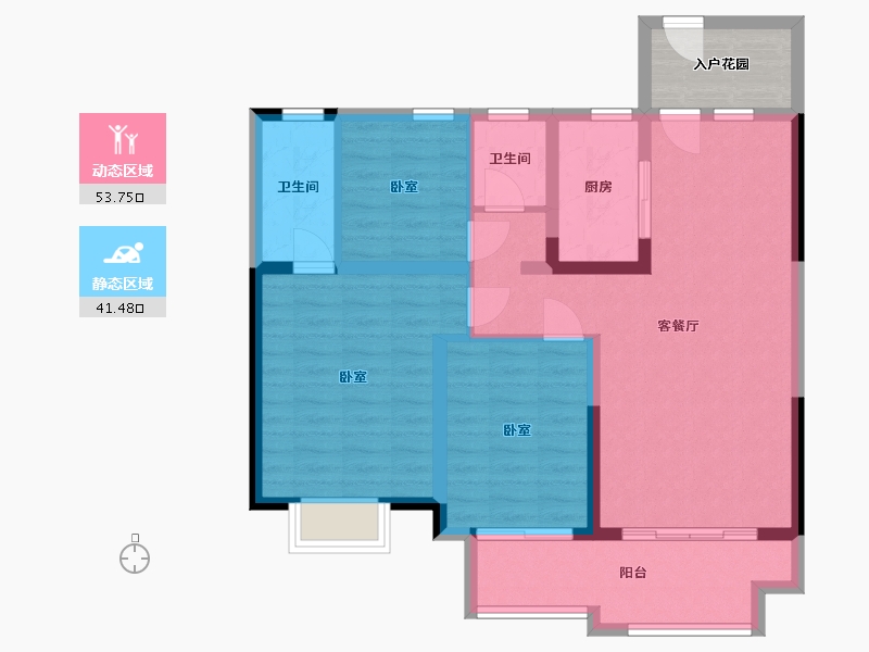 湖南省-岳阳市-万象瑞城-89.67-户型库-动静分区