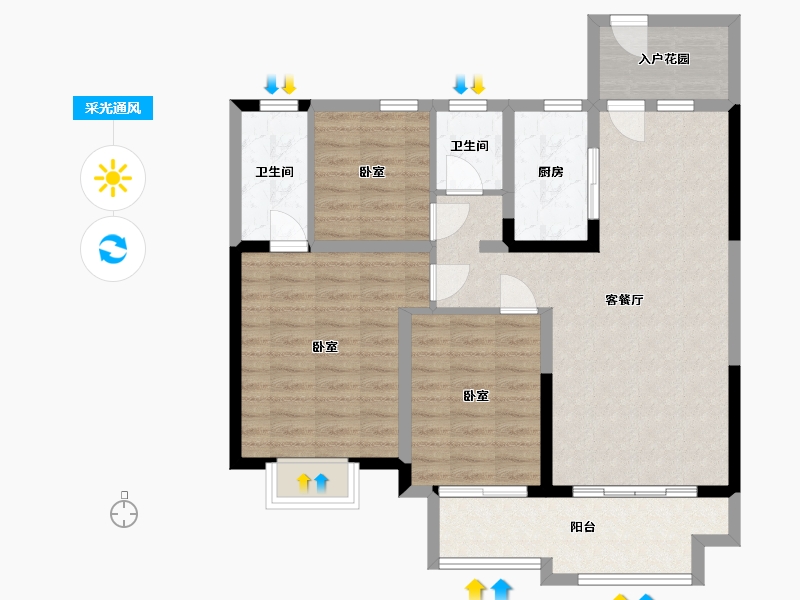 湖南省-岳阳市-万象瑞城-89.67-户型库-采光通风