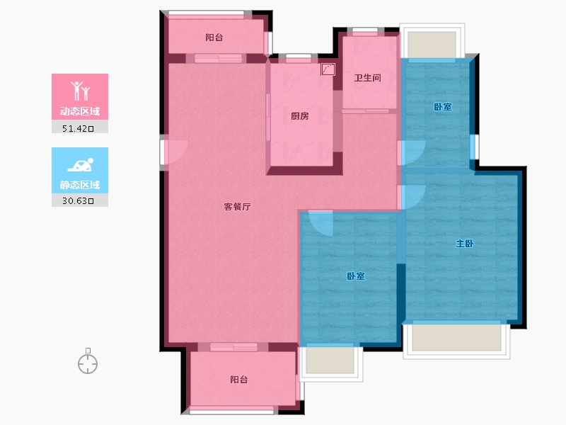 湖北省-武汉市-龙台二期桃源-72.68-户型库-动静分区