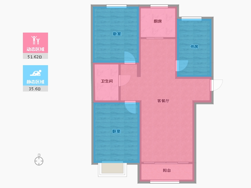 宁夏回族自治区-银川市-银帝桃源里-77.70-户型库-动静分区