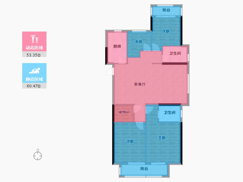 湖北省-武汉市-中建东湖锦城-102.54-户型库-动静分区