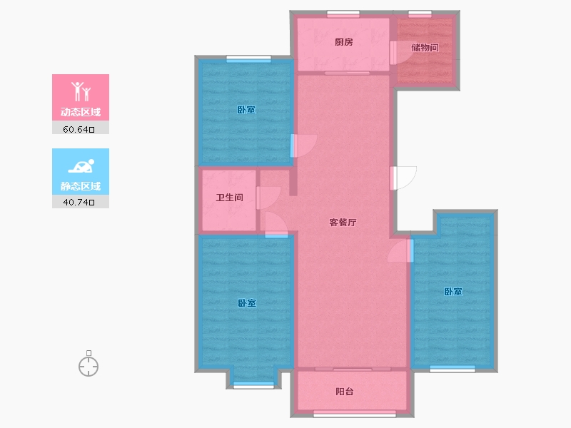 宁夏回族自治区-银川市-银帝桃源里-90.42-户型库-动静分区