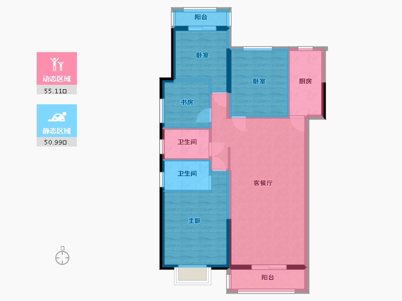 湖北省-武汉市-中建东湖锦城-95.15-户型库-动静分区