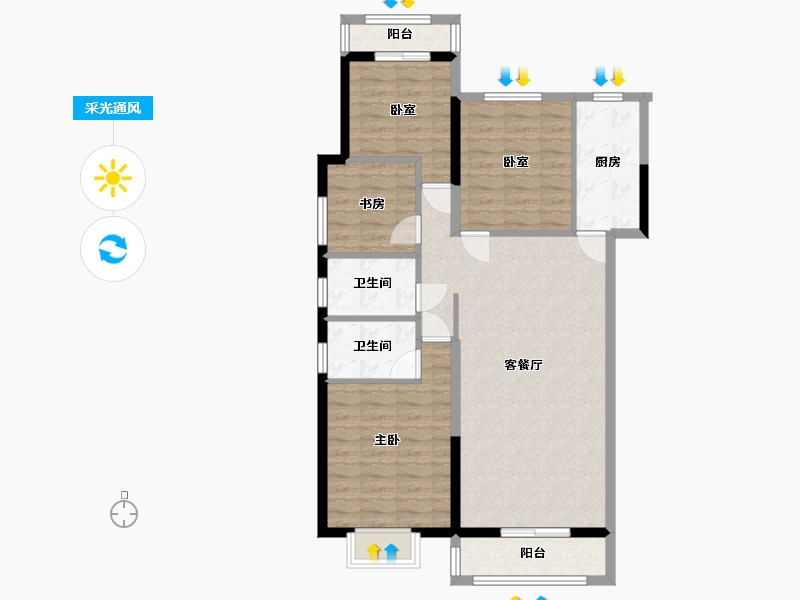 湖北省-武汉市-中建东湖锦城-95.15-户型库-采光通风