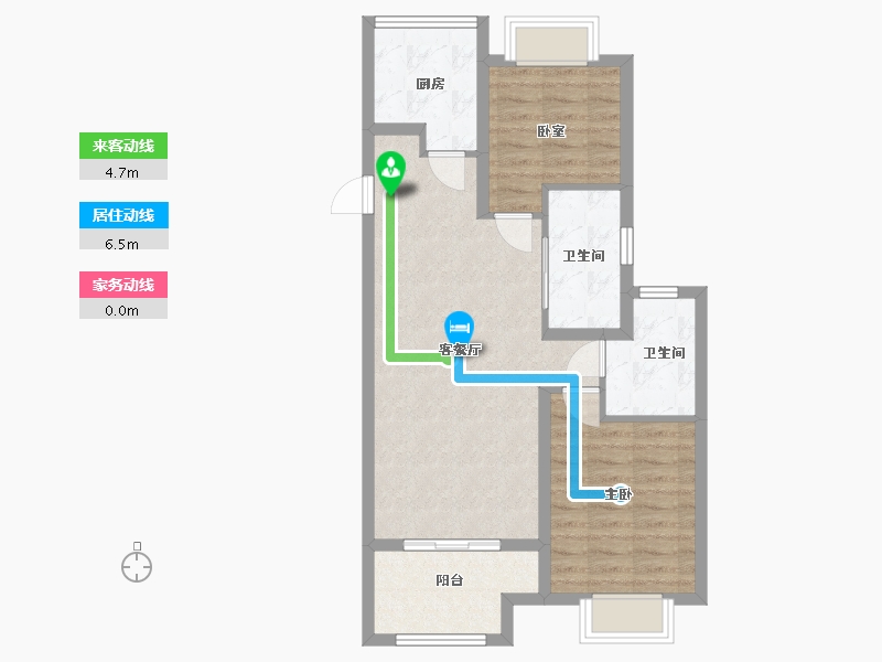 江苏省-苏州市-万科碧桂园-71.00-户型库-动静线