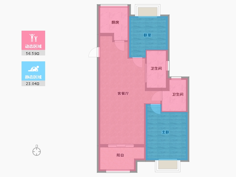 江苏省-苏州市-万科碧桂园-71.00-户型库-动静分区