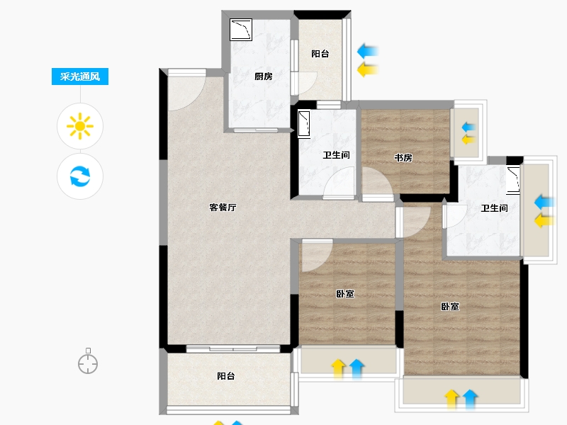 广东省-广州市-保利罗兰国际-82.00-户型库-采光通风