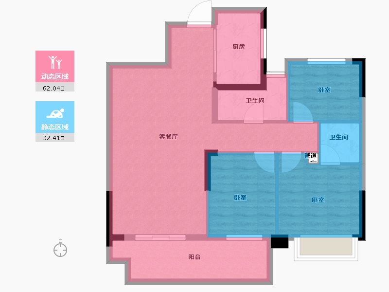 湖南省-衡阳市-衡阳罗马都市-84.97-户型库-动静分区