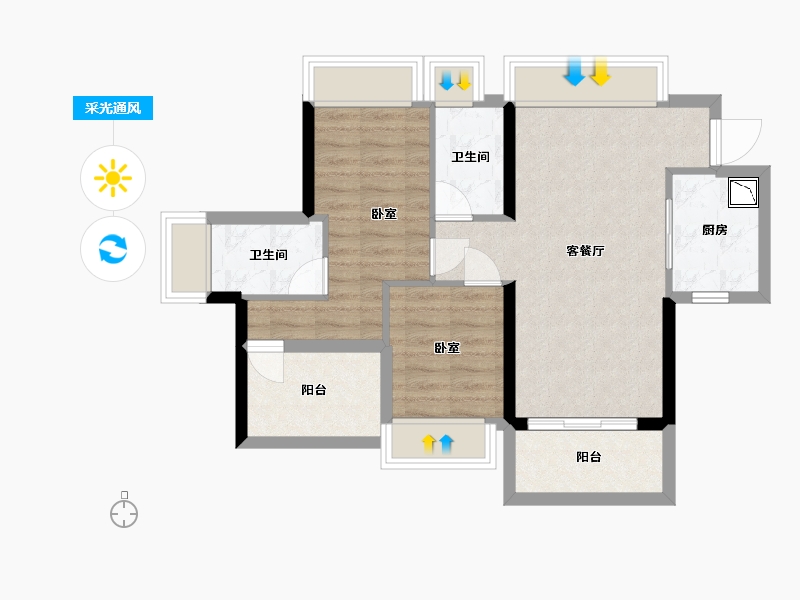 广东省-深圳市-特发天鹅湖畔-65.62-户型库-采光通风