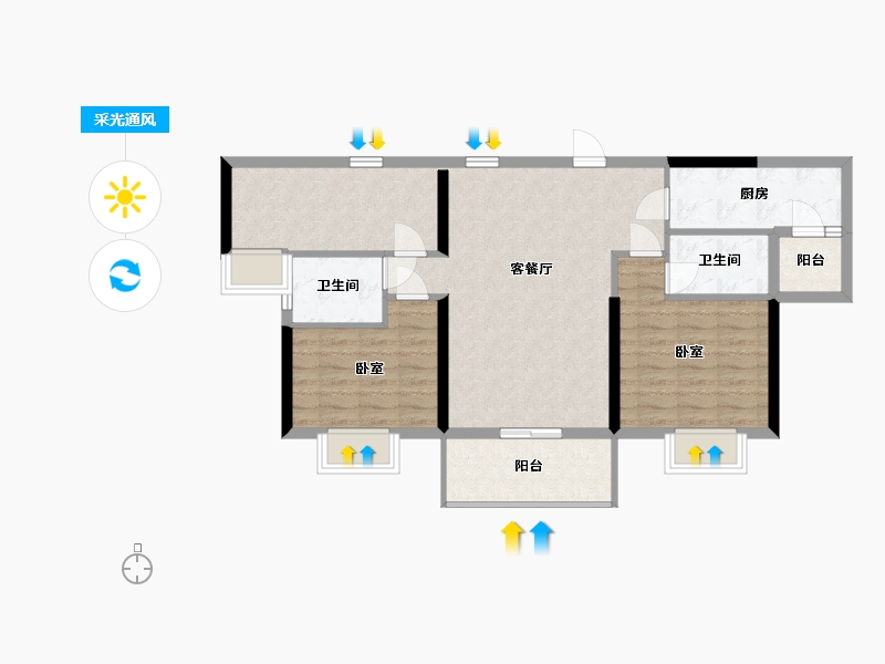 广东省-汕尾市-碧桂园·华附凤凰城-83.57-户型库-采光通风