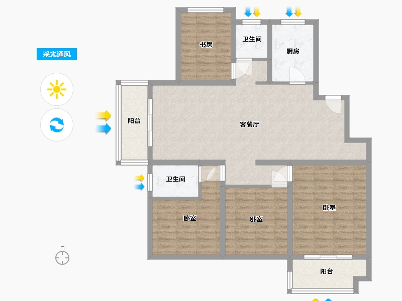 江苏省-徐州市-滨河美景-111.02-户型库-采光通风