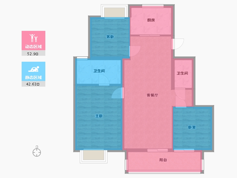 江苏省-苏州市-万科碧桂园-86.00-户型库-动静分区