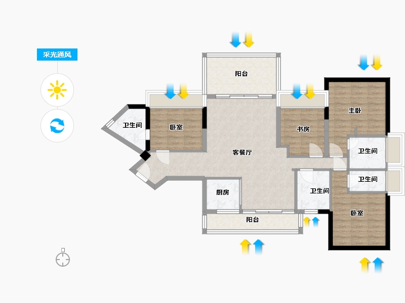 广东省-清远市-康怡江畔华府-103.59-户型库-采光通风