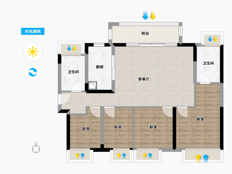 广东省-广州市-绿城顺德杨柳郡-89.71-户型库-采光通风