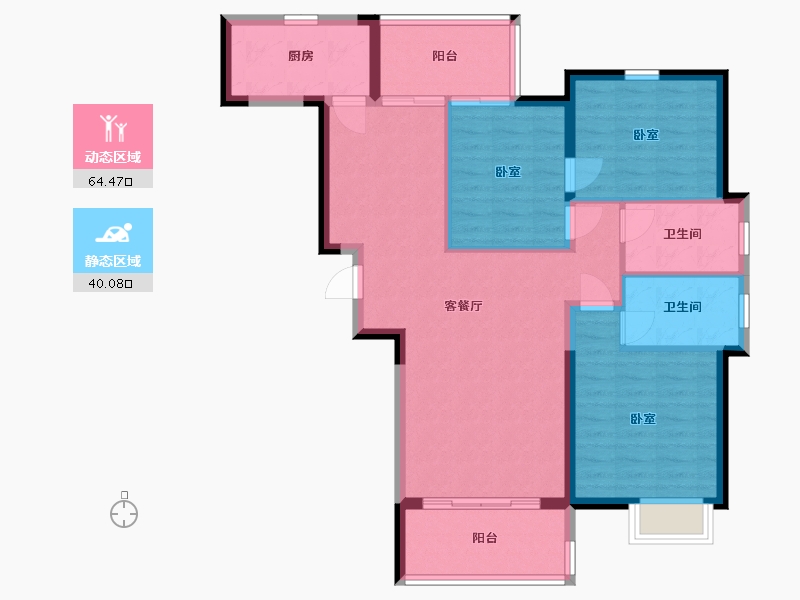 湖南省-岳阳市-君尚·理想城-94.24-户型库-动静分区