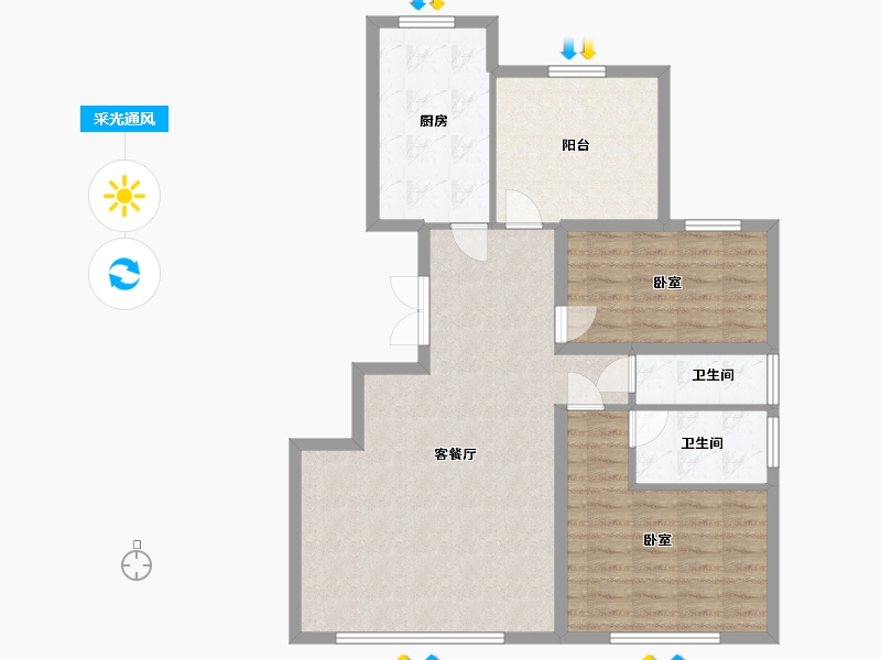 宁夏回族自治区-银川市-舜天嘉园-93.03-户型库-采光通风