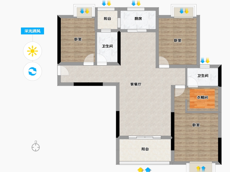 湖北省-孝感市-保丽公馆-99.93-户型库-采光通风