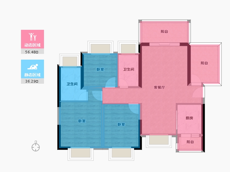 广东省-惠州市-碧桂园城央印象-82.12-户型库-动静分区