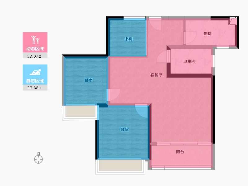 湖南省-郴州市-荣裕美丽缘-72.00-户型库-动静分区