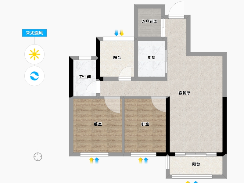 湖南省-长沙市-电建地产星湖湾-68.56-户型库-采光通风