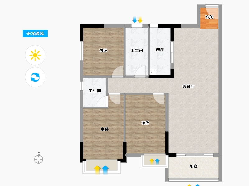 广东省-湛江市-海伦堡·御园-99.83-户型库-采光通风