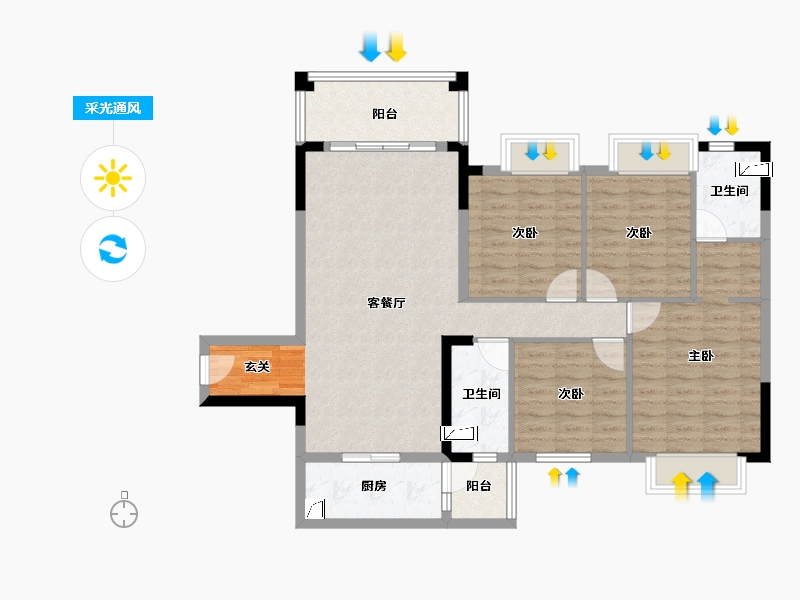 广东省-湛江市-海伦堡·御园-105.00-户型库-采光通风