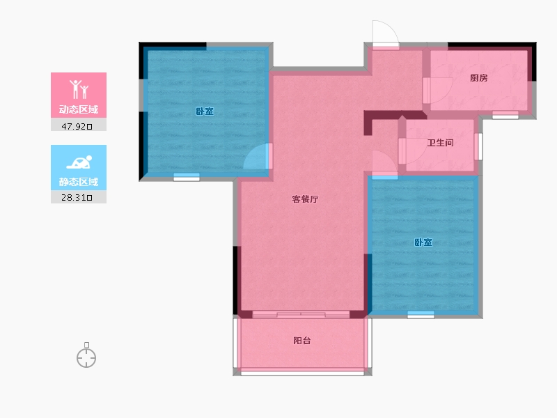 湖南省-岳阳市-滨水天玺-67.41-户型库-动静分区