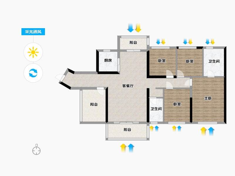 广西壮族自治区-玉林市-博白碧桂园-123.67-户型库-采光通风