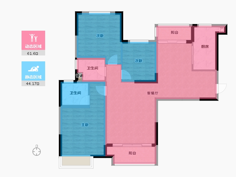 吉林省-长春市-恒大檀溪郡-94.22-户型库-动静分区