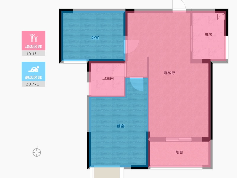 湖北省-武汉市-盘龙理想世家-70.00-户型库-动静分区