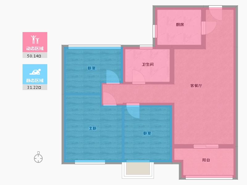 江苏省-苏州市-万科碧桂园-72.00-户型库-动静分区