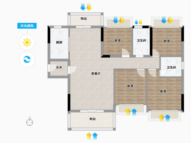 广东省-河源市-西环壹号院-103.61-户型库-采光通风