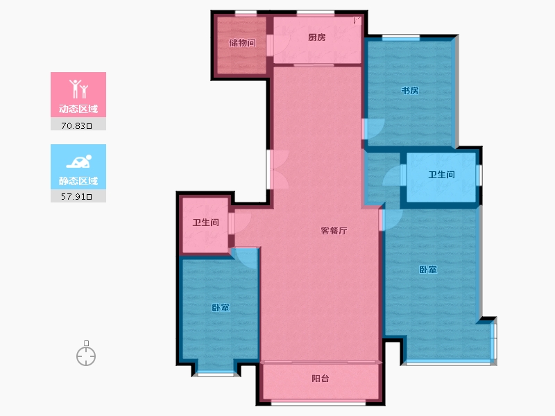 宁夏回族自治区-银川市-银帝桃源里-115.95-户型库-动静分区