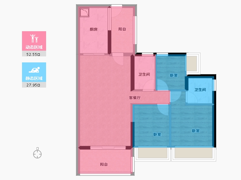 广东省-广州市-ICC碧桂园三龙汇-71.05-户型库-动静分区