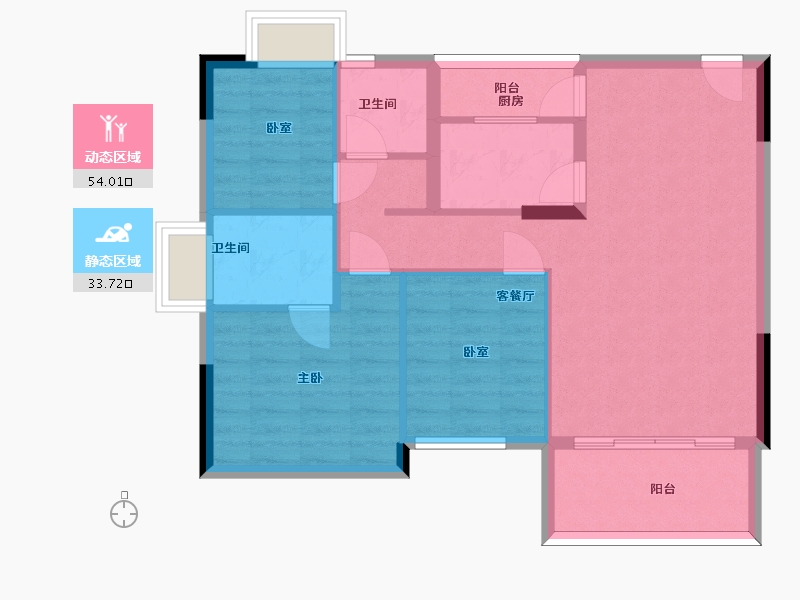 广东省-珠海市-汇晖名苑-79.05-户型库-动静分区