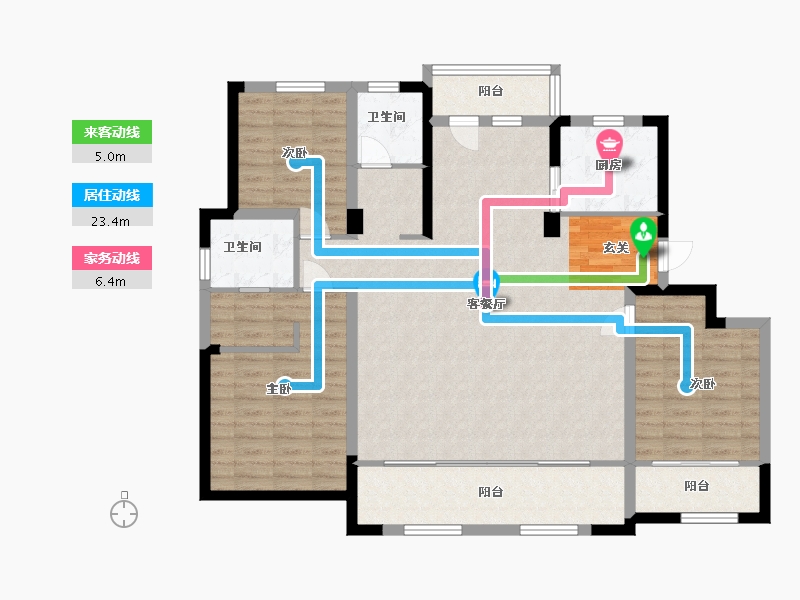 山东省-青岛市-鑫江合院-120.00-户型库-动静线