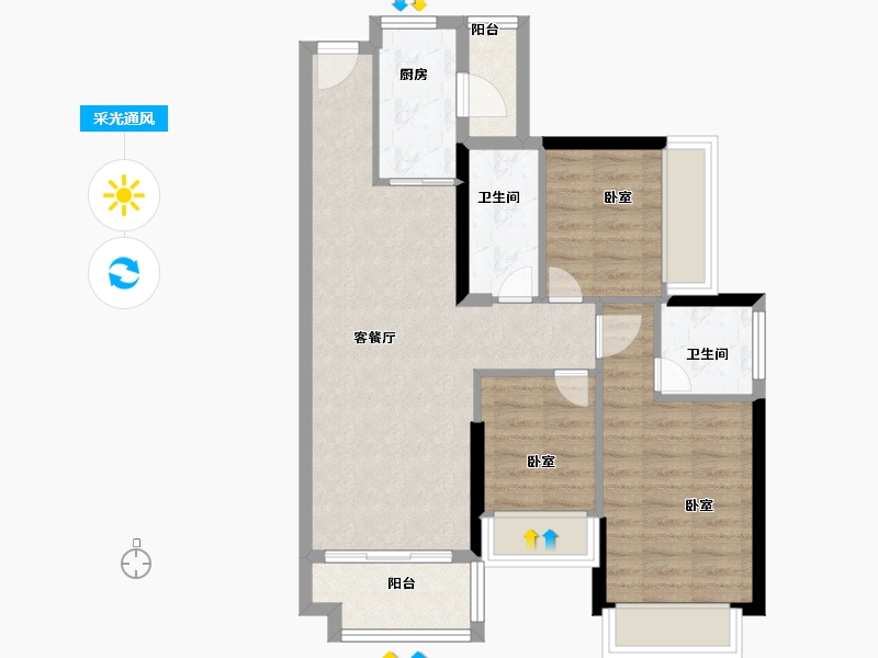 广东省-深圳市-中粮凤凰里-71.00-户型库-采光通风