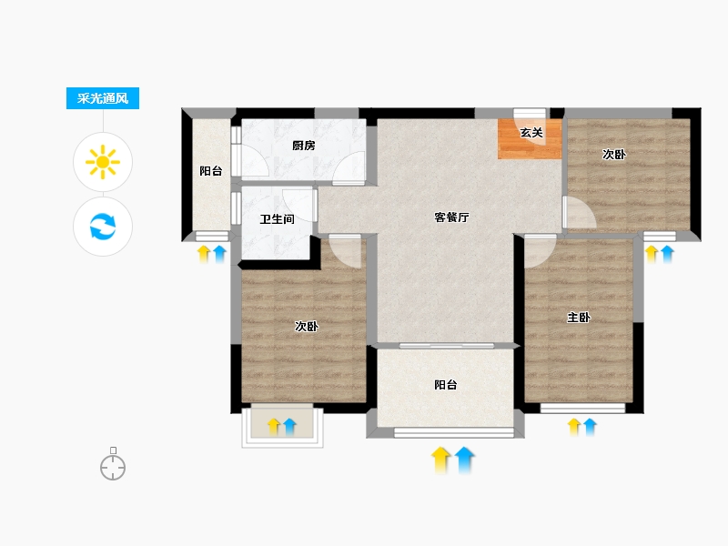 湖南省-长沙市-中欣楚天雅郡-71.51-户型库-采光通风