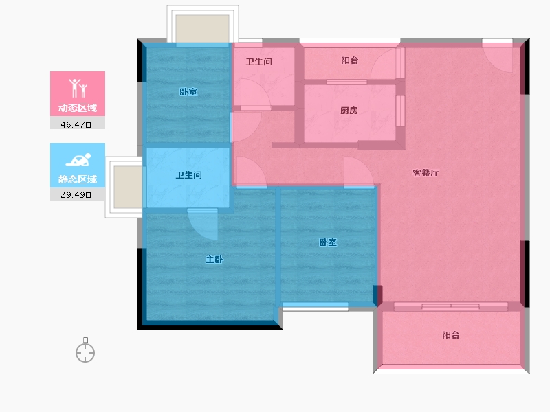 广东省-珠海市-汇晖名苑-67.96-户型库-动静分区