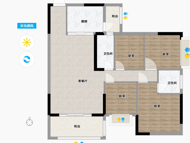 广东省-清远市-朝南·维港半岛-111.00-户型库-采光通风