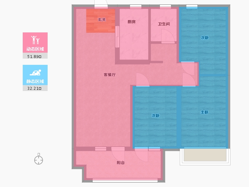 山东省-青岛市-旭辉银盛泰星韵城-74.40-户型库-动静分区