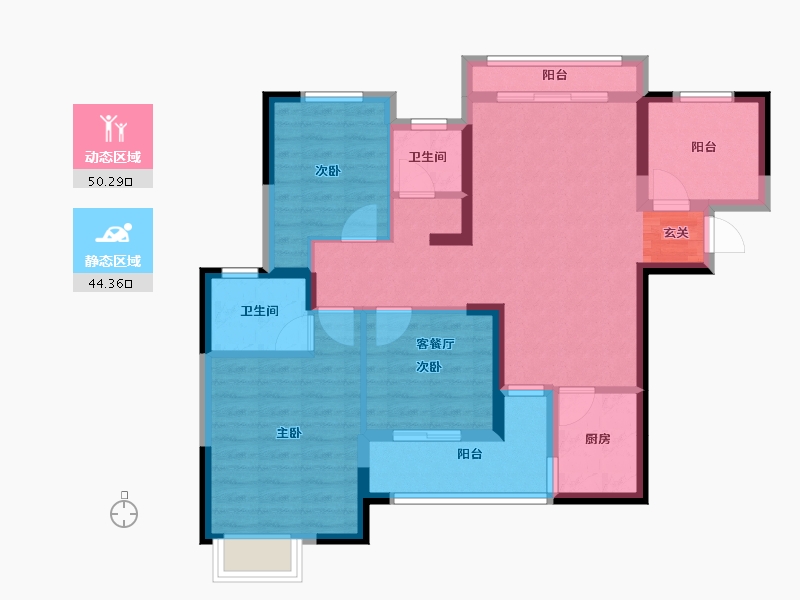 湖南省-长沙市-中欣楚天雅郡-83.32-户型库-动静分区