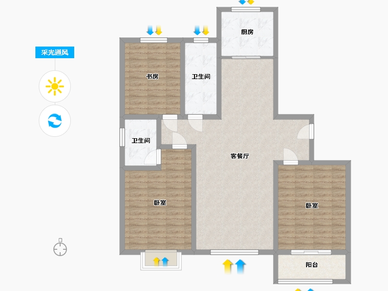 山东省-淄博市-金鼎东柳湾-111.29-户型库-采光通风