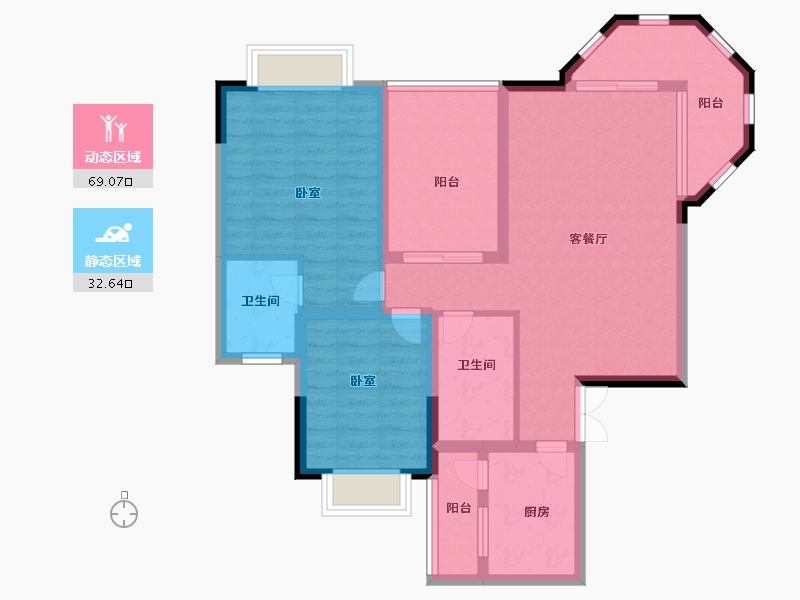 湖南省-娄底市-五江珑悦-89.97-户型库-动静分区