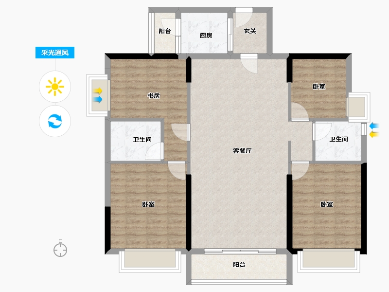 广东省-广州市-星力时代豪庭-108.40-户型库-采光通风