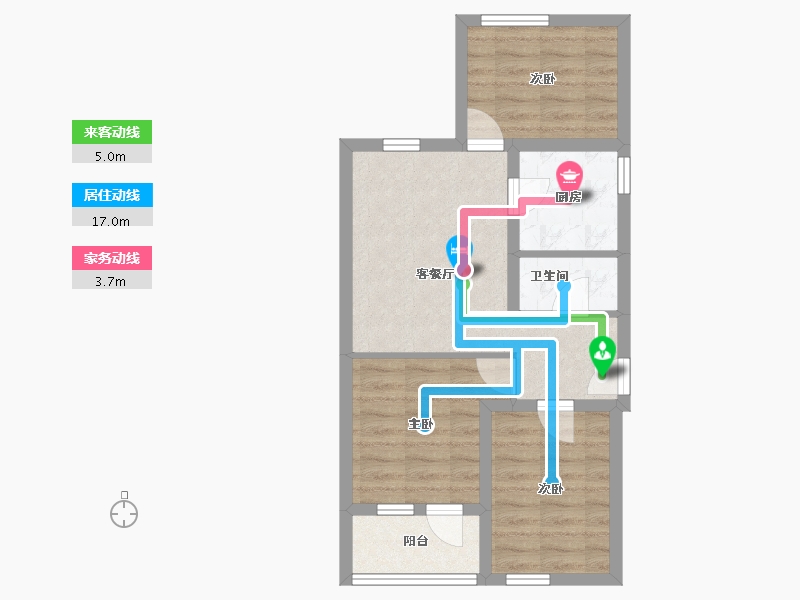 北京-北京市-马连道中里三区5号楼-57.03-户型库-动静线